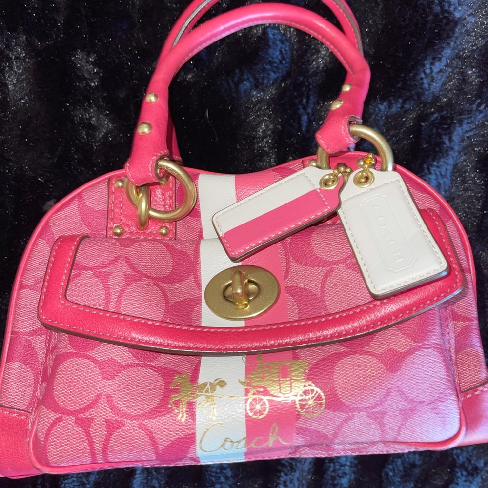COACH ~ Heritage Signature Stripe Domed Satchel